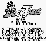 Duck Tales title screen for GameBoy